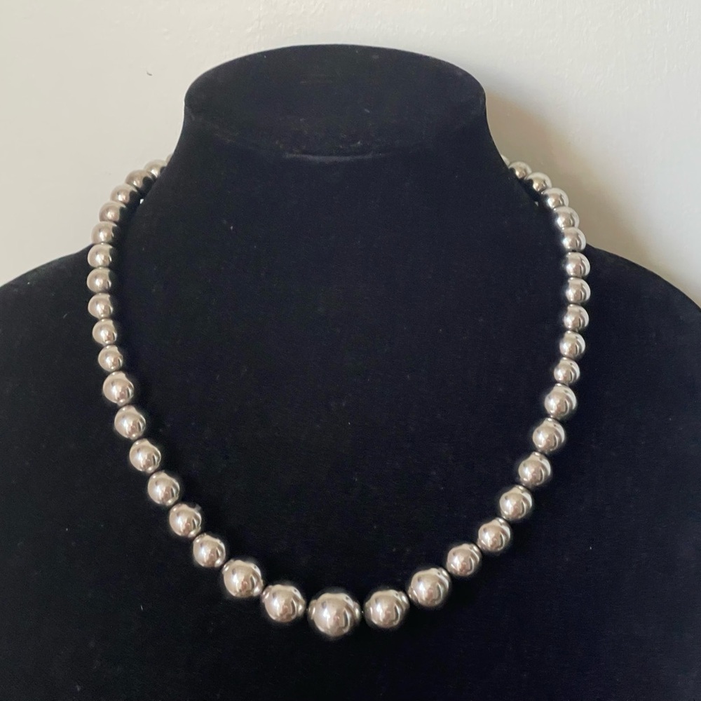 Round ball sterling silver 925  Beaded Necklace LOVE EARTH